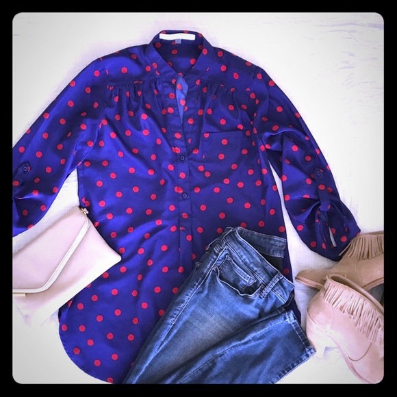 fun2fun polka dot tunic, blue and red - Picture 1 of 4